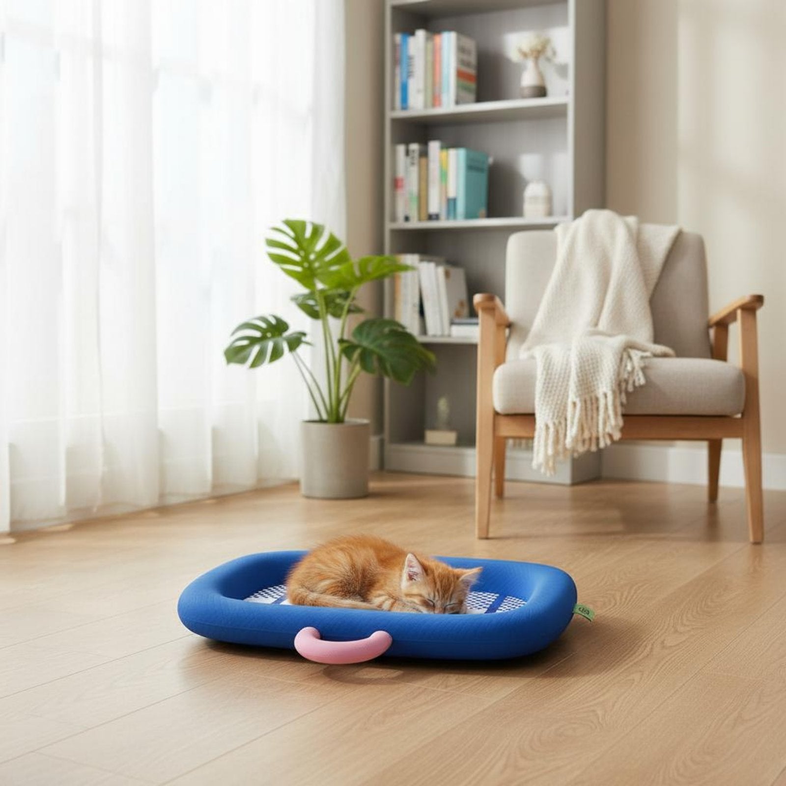Self-Cooling Pet Mat Neck Support Cooling Pet Bed Gel-Gel-Less for Indoor, Cats