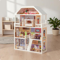 Wooden Doll House Realistic Princess Dollhouse Decorative Multi-Room Doll House for Girls, Kids