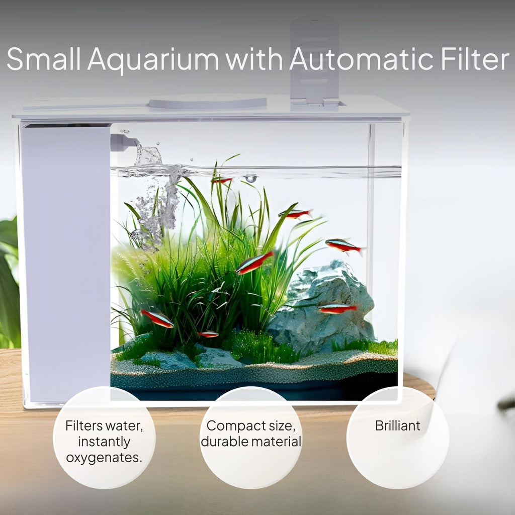 Mini Desktop Betta Fish Tank with Side Purifier, Quiet LED