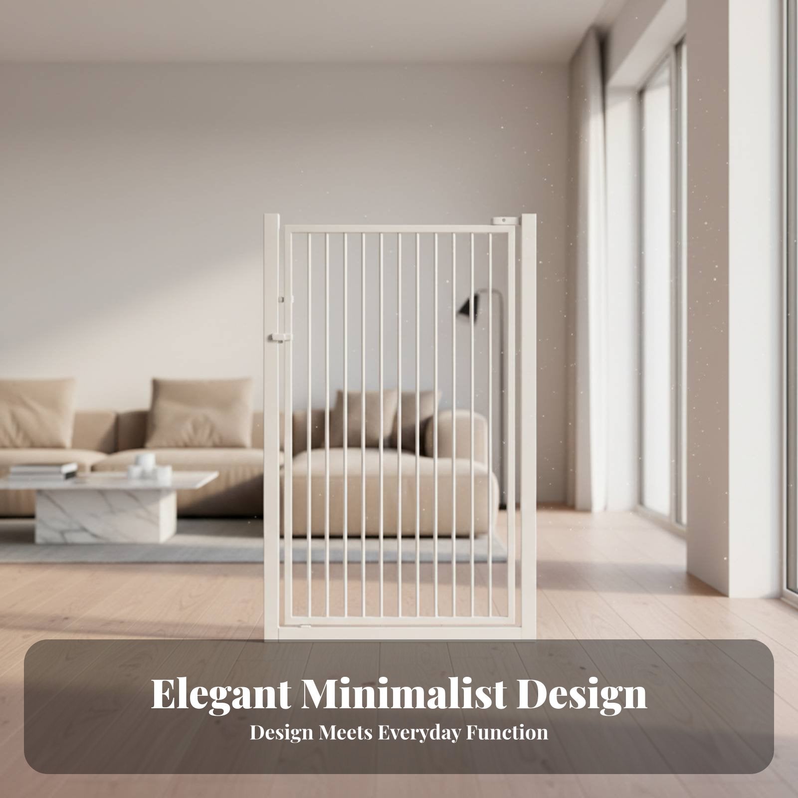 Adjustable Width Pressure-Mounted Pet Gate Drill-without Drilling Installation Pressure-Mounted Swing Gate Narrow Bar Spacing Indoor Fence Extendable Height for Cat Owners, Families, Renters, Indoors, Doorways, Hallways, Stairways
