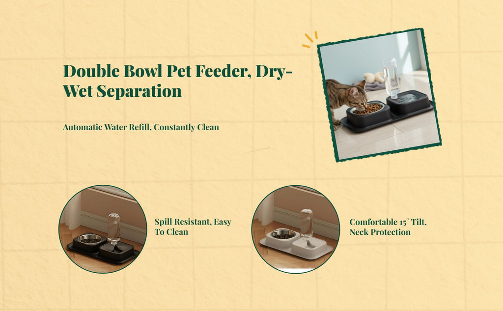 Spill-resistant dual pet feeder