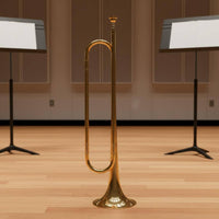 Bugle Gold Finish Brass Bugle with Gloves for School Band, Drum Corps, Beginners