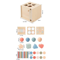 Four-in-Single Shape Sorting Toy Fine Hand Coordination Skills Wooden Color