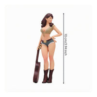 Hand Painted Resin Figurine Detailed Face Guitar Girl Figurine Smooth Surface Decor