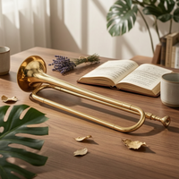 Bugle Playable Gold Bugle Portable Musical Instrument for Students