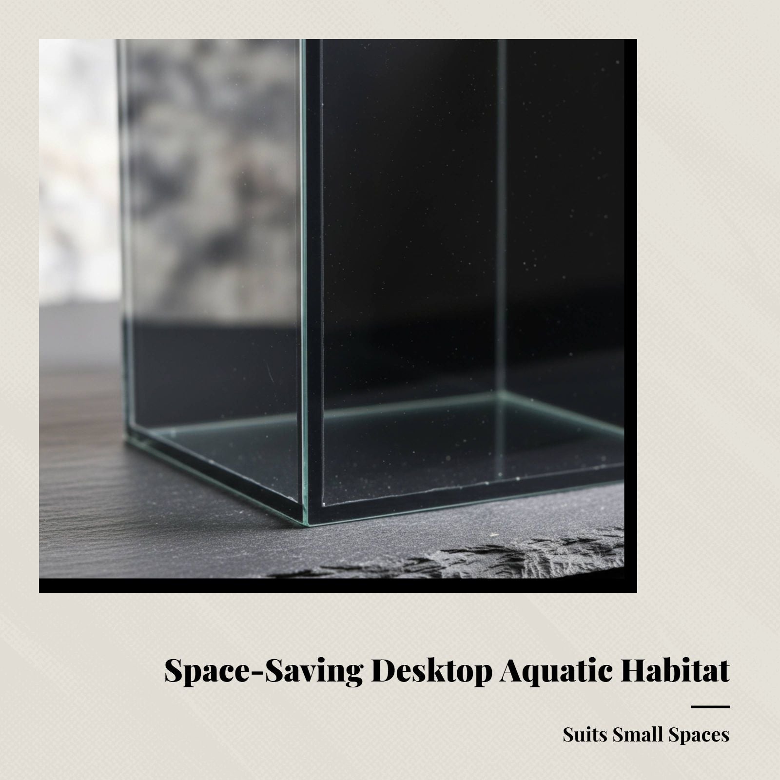 Black Back Glass Fish Bowl, Crystal Clear, Mini Desktop Aquarium, Office, Small Isolation Box