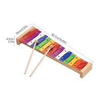 15 Note Glockenspiel Early Music Education Kids Musical Instrument Includes Carrying Case Rainbow Color Xylophone for Beginners, Classroom