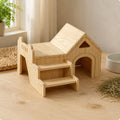 Wood Pet House Rubberwood Small Pet House Polished Rounded Edges