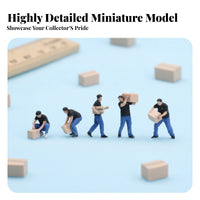 5 Pieces Delivery Worker Figures Realistic Pose 1/64 Scale Miniatures