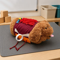 Sensory Toy Chenille Textile Section Soft Dog Shaped Toy Embroidered Details Stuffed Animal