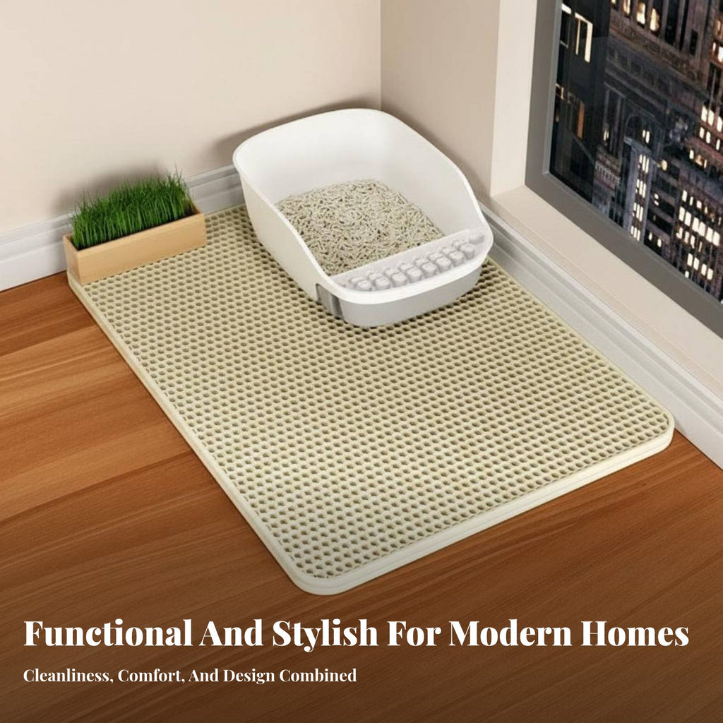 hexagonal Litter Trapping Mat Doubletier Design Floor Protector for feline Owners
