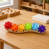 Gear Toy Colorful Wooden Gear Brain-Teaser Montessori for Young Children