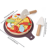 Wooden Pretend Pizza Realistic Role-Play Wooden Pizza Toy Interactive for Kids, Young Children, Playroom, Preschool, Kindergarten