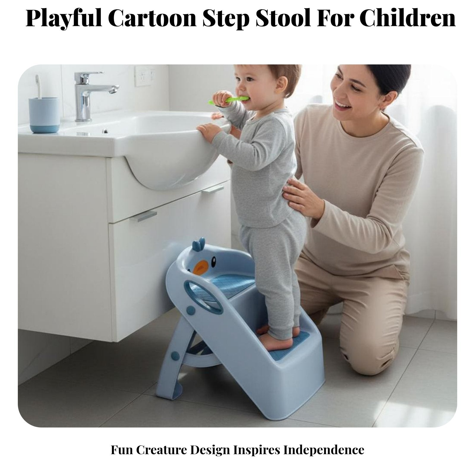 2-Step Standing Aid Sturdy Construction 2-Step Duck Stool Promotes Independence