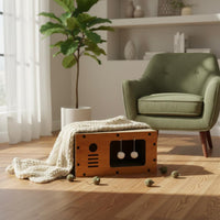Feline Scratcher House Wood-Grain Pet Furniture Scratch Pads