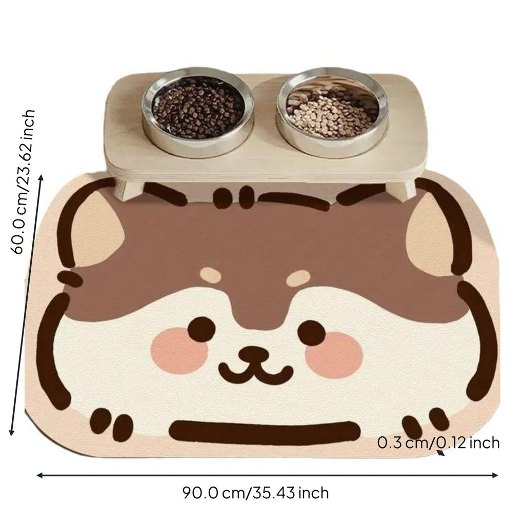 Cat Feeding Mat, Non-Slip Diatomaceous Earth Pet Food Mat, Absorbent, Quick Dry, Protects Floors, Easy to Clean, Prevents Spills, Pet Placemat for Messy Drinkers, Non-Slip Base, 18 x 12 inches