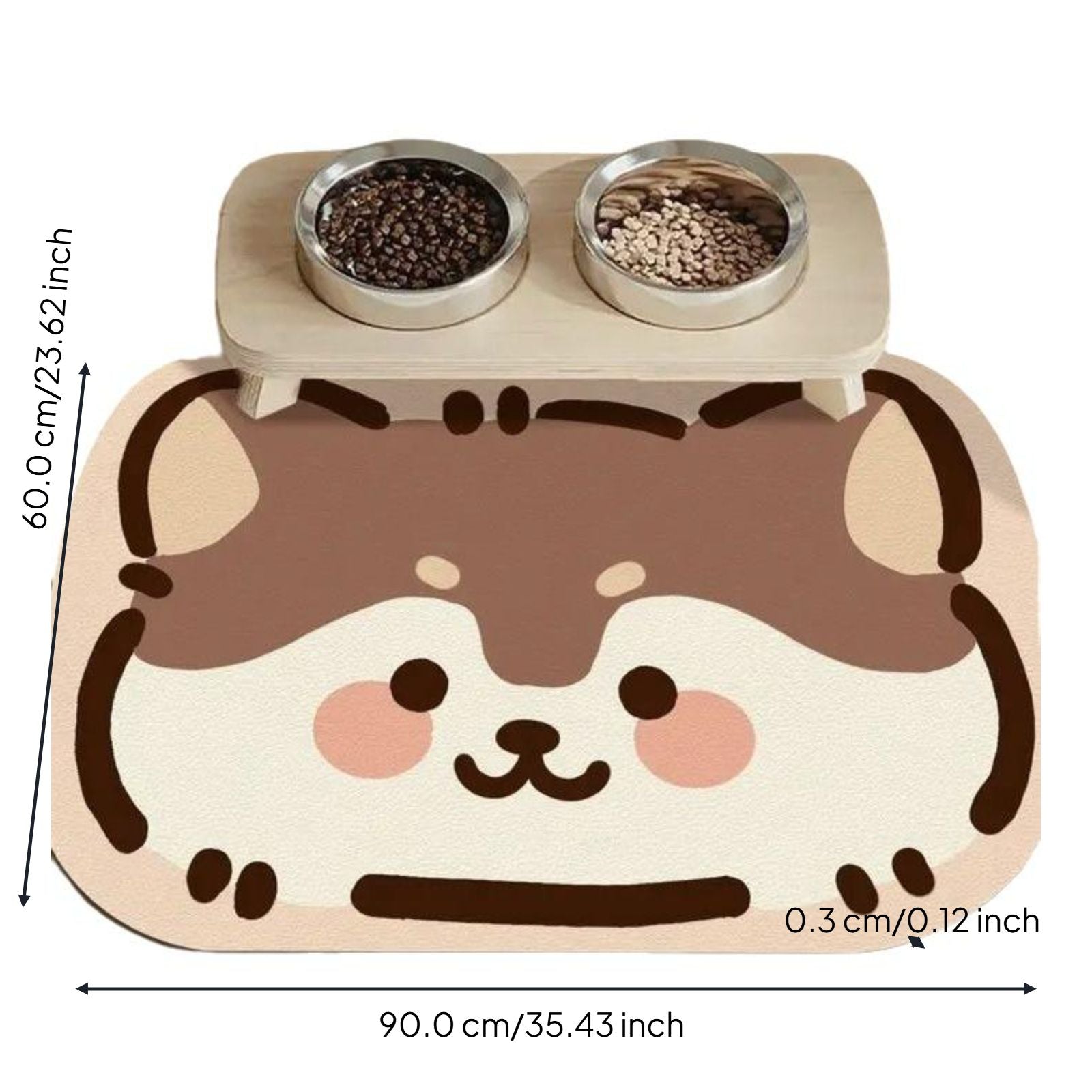 Cat Feeding Mat, Non-Slip Diatomaceous Earth Pet Food Mat, Absorbent, Quick Dry, Protects Floors, Easy to Clean, Prevents Spills, Pet Placemat for Messy Drinkers, Non-Slip Base, 18 x 12 inches