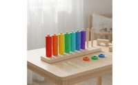 Multicolor Circular Stacker Stacking Toy Early Education Wooden Disc Stacker Hand-Eye Coordination Wooden Stacking Toy for Young Children