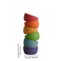 6 Pieces Wooden Colorful Bowl Set Nested Nesting Bowl Set Stackable Tableware