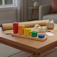 Wooden Counting Stacker Colorful Montessori Counting Toy Safe Wood for Classroom
