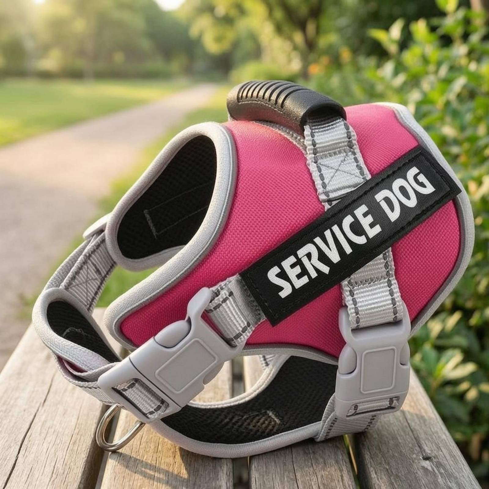 Quick-Release Buckles Service Dog Harness Metal Leash Rings Padded Mesh Harness Top Handle Service Dog Vest Adjustable for Low Light