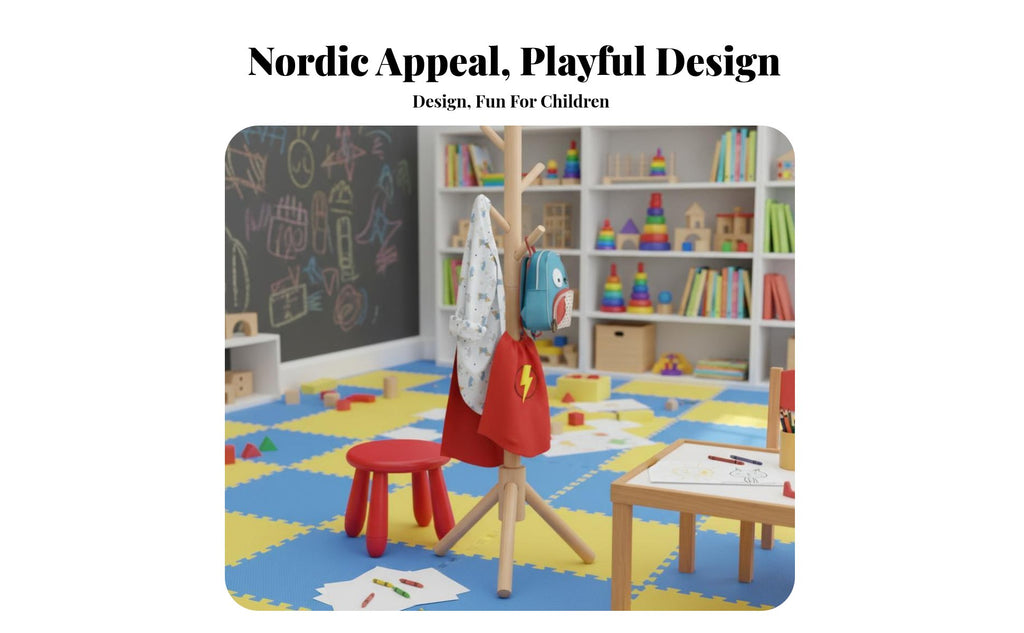 kids' Clothes Tree Floor-Standing Coat Stand Cartoon Design for Children, Adults