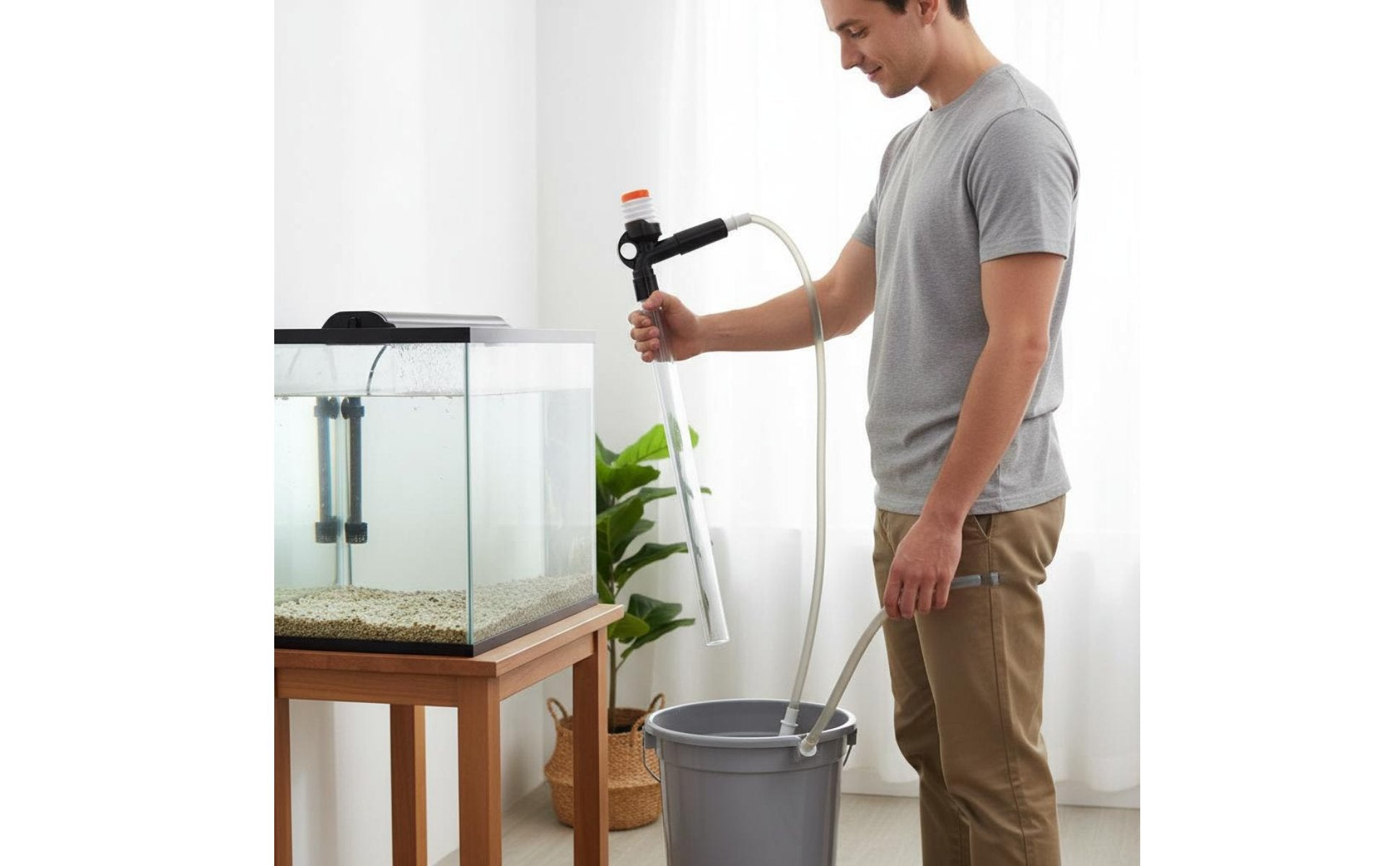 Aquarium Water Changer Debris Removal Hand Pump Siphon Easy to Use