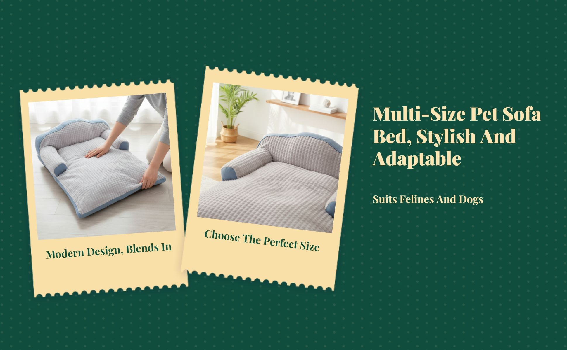 Rectangle Dog Bed, Washable Sofa, Removable Cover, Non-Slip