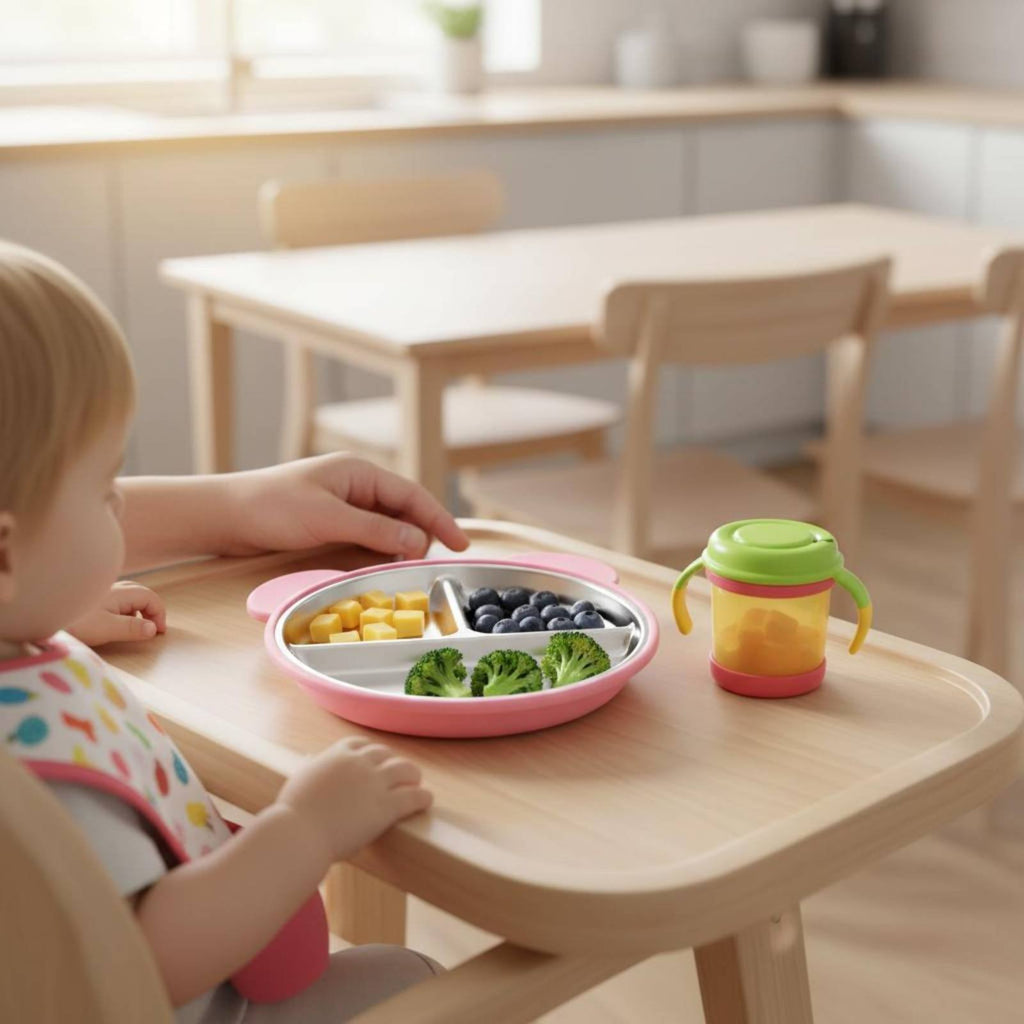 Stainless Steel Suction Plate Anti-Tip for High Chair, Toddlers, Babies