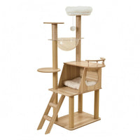 Wooden Feline Tree Sisal-Wrapped Pet Furniture Padded