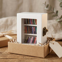 Wooden Bookshelf Ornament Three Shelves Mini Bookshelf Cabinet Rectangular Home Decor