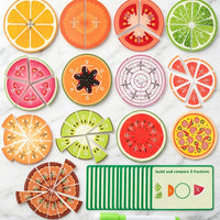 Fruit Fraction Math Toy Colorful Design Fraction Circle Puzzle Bright Colors for Instruction Time