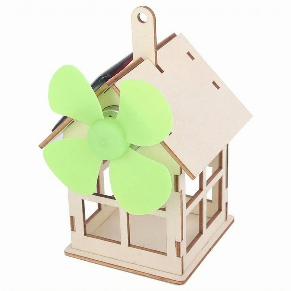 Solar Powered Wooden House Model Hanging Tab Learning Toy Cut