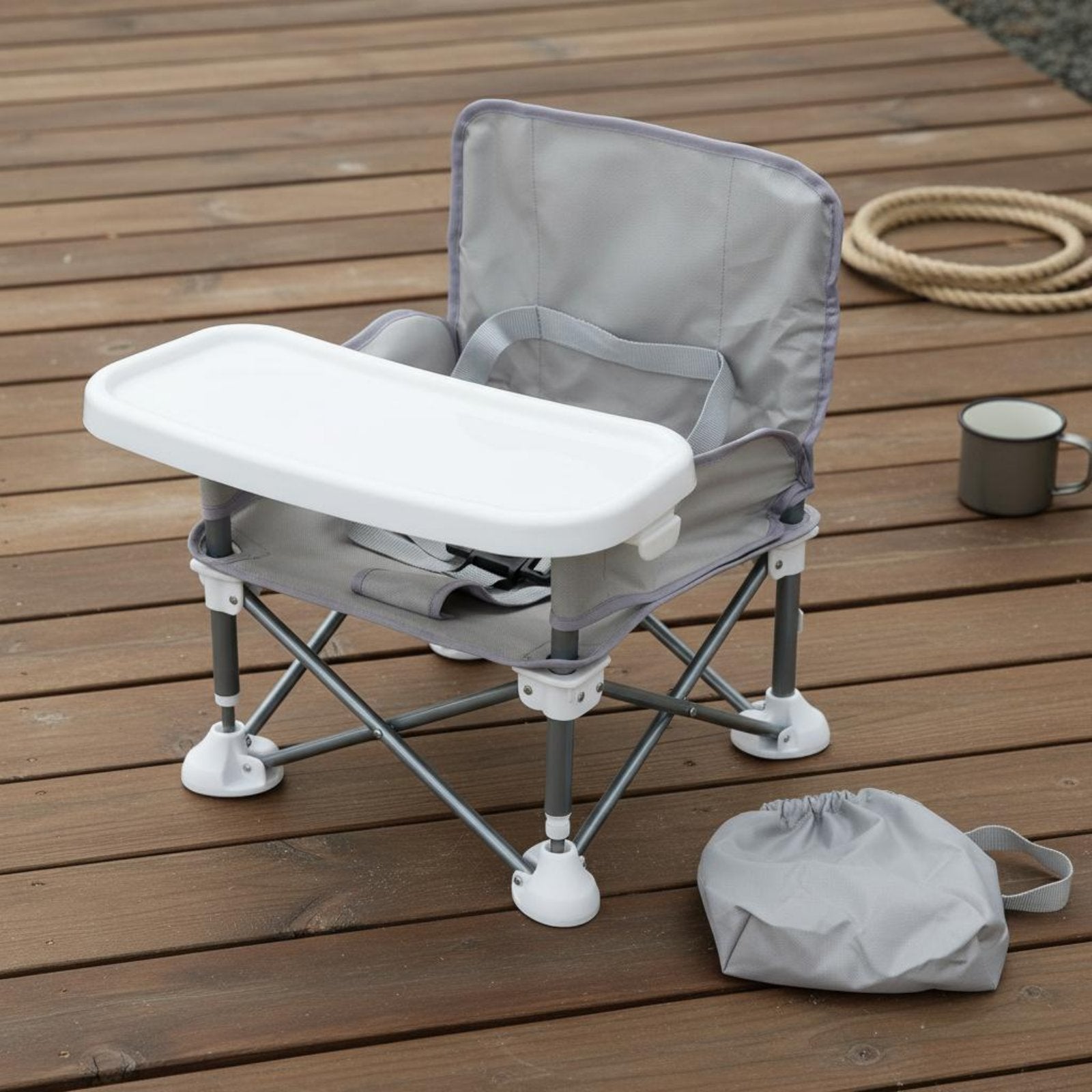 Baby Camping Chair Removable Tray Baby Beach Chair Safety Strap for Outdoor Meal