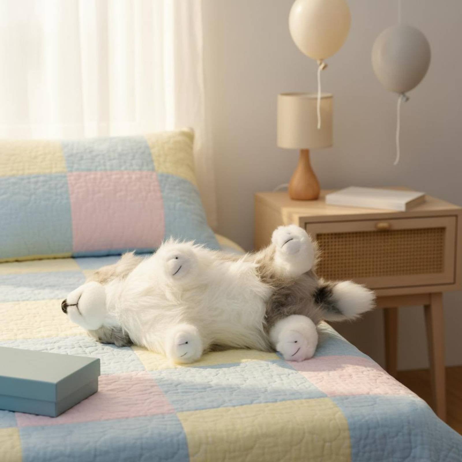 Australian Herder Stuffed Cuddly Gray White Dog Stuffed Realistic Look