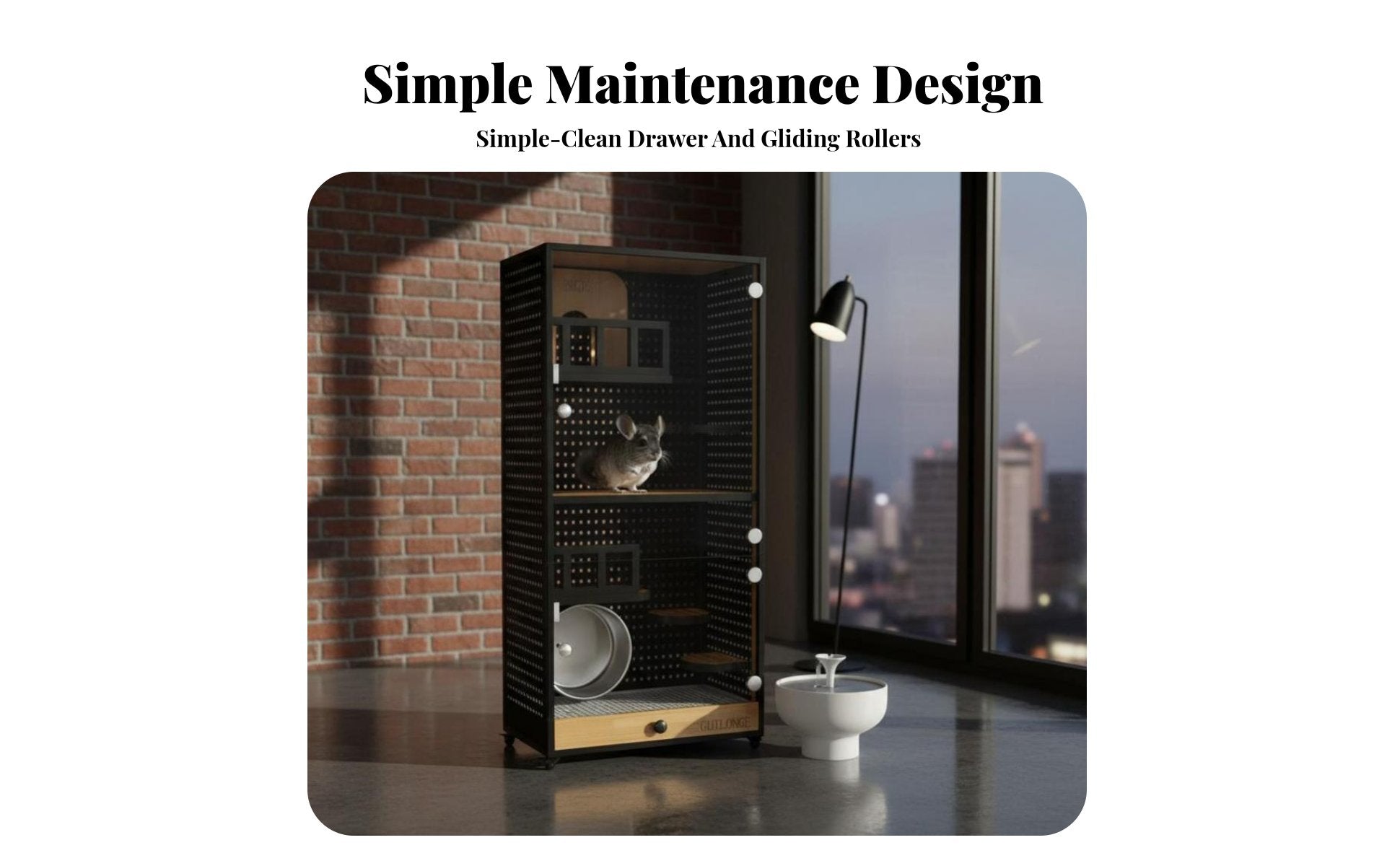 With Cooling System Chinchilla Villa Luxury Cabinet Design Indoor Pet Enclosure ampleLarge Space Small creature Habitat Ventilated Pegboard for Living Room, Bedroom, Home
