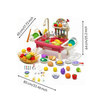 Storage and Drying Area Electric Water Play Sink Included Accessories Running Water Sink Toy Curved Faucet
