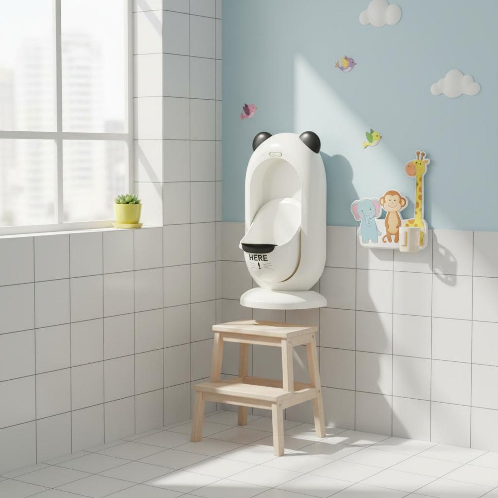 Easy to Clean Boys Standing Urinal Splash Proof Wall-Mounted Training Urinal Material for Toddlers