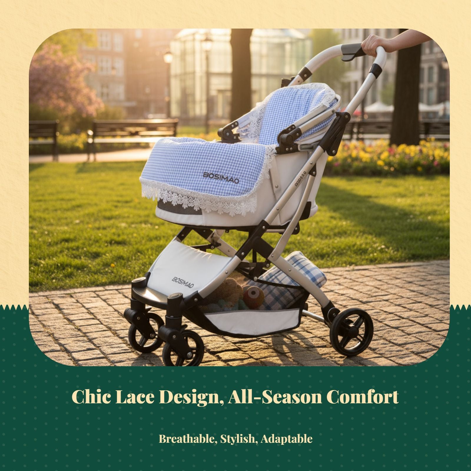 Ultra-Soft Pet Stroller Pad, Removable, Foldable, Lace