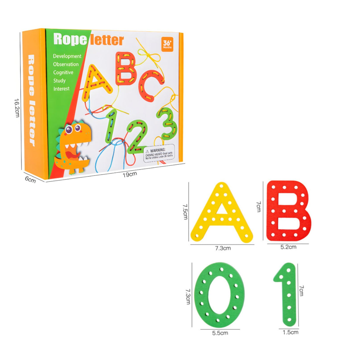 Number and Letter Threading Toy Early Learning ABC Lacing Blocks