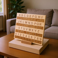 Braille Alphabet Board Raised Dots Wooden Braille Board Polished Finish