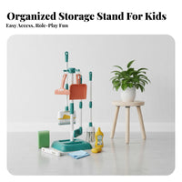 Kids Cleaning Set Pretend Cleaning Tools Realistic Toys Broom and Mop Set for Young Children, Preschoolers