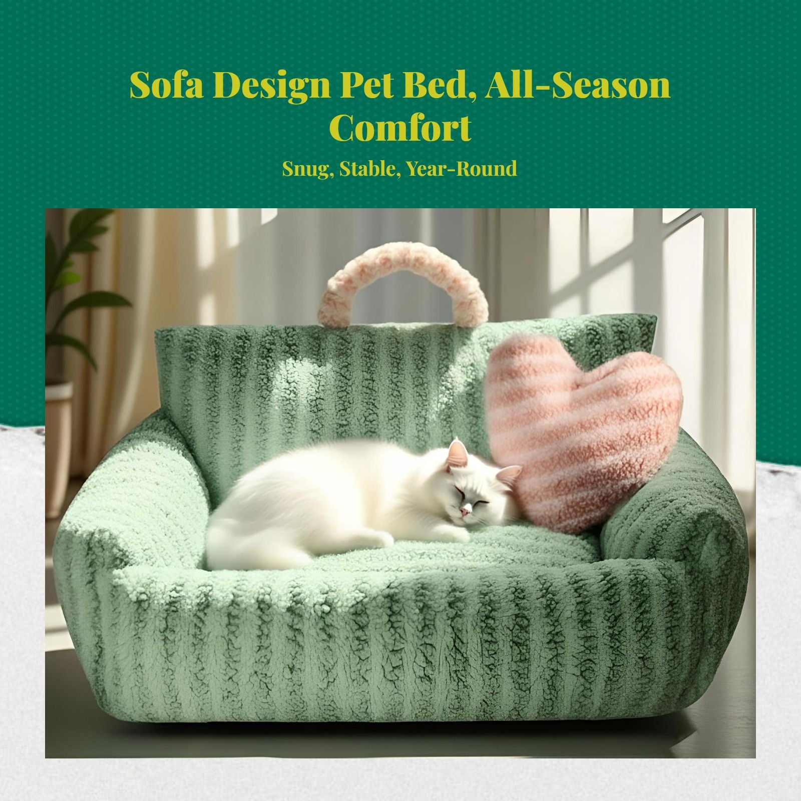 Cat Bed, Soft Washable Pet Sofa Mat, Non-Slip, All-Season