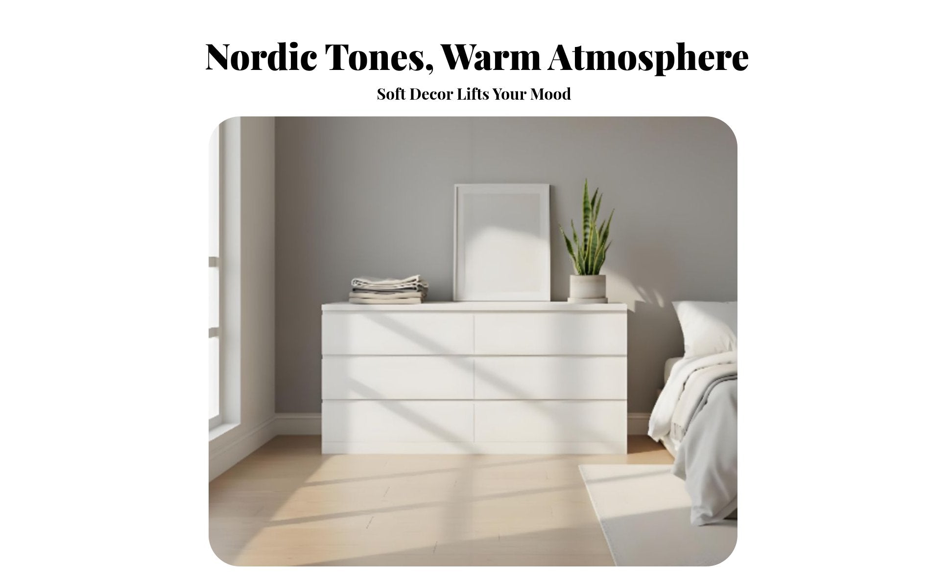 Minimalist design 6-Drawer Double chest Modern Design 6-Drawer Wide Cabinet Sturdy Construction Chest of Drawers adaptable Use for Apartment Dwellers, Homeowners, Bedroom, Living Room, Hallway, Nursery