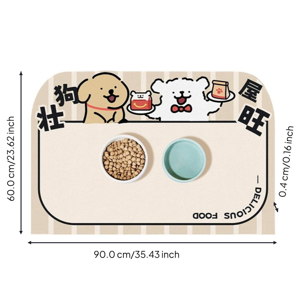 Pet Feeding Mat, Water-Resistant Non-Slip Dog and Cat Placemat, Easy-to-Clean PVC Spill-Resistant Floor Mat