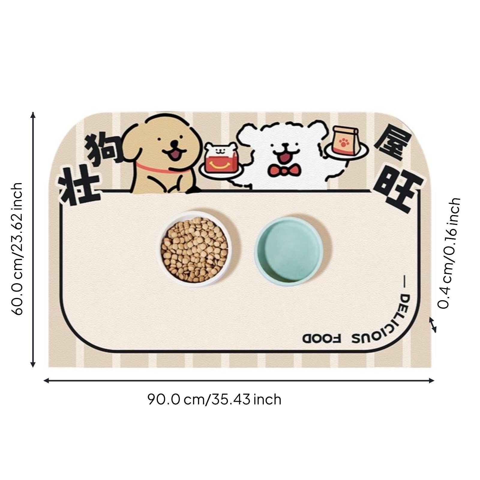 Pet Feeding Mat, Water-Resistant Non-Slip Dog and Cat Placemat, Easy-to-Clean PVC Spill-Resistant Floor Mat