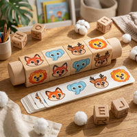 Cube Block Matcher Smooth Wooden Rotating Puzzle Toy Hands-on for Children