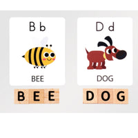 Wooden Spelling Game Uppercase Letters Wooden Letter Blocks Basic Words