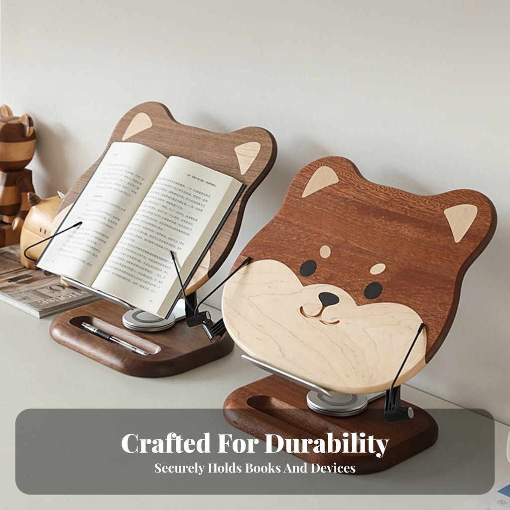 Cartoon Dog Bookrest Sturdy Adjustable Bookstand with Page Holders for Musicians