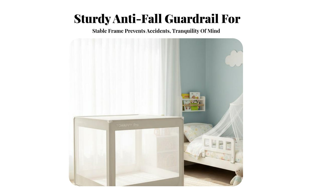 Young Child Bed Enclosure Anti-Fall Design Child Safety Gear Adjustable Height Dense Mesh for Infants, Parents